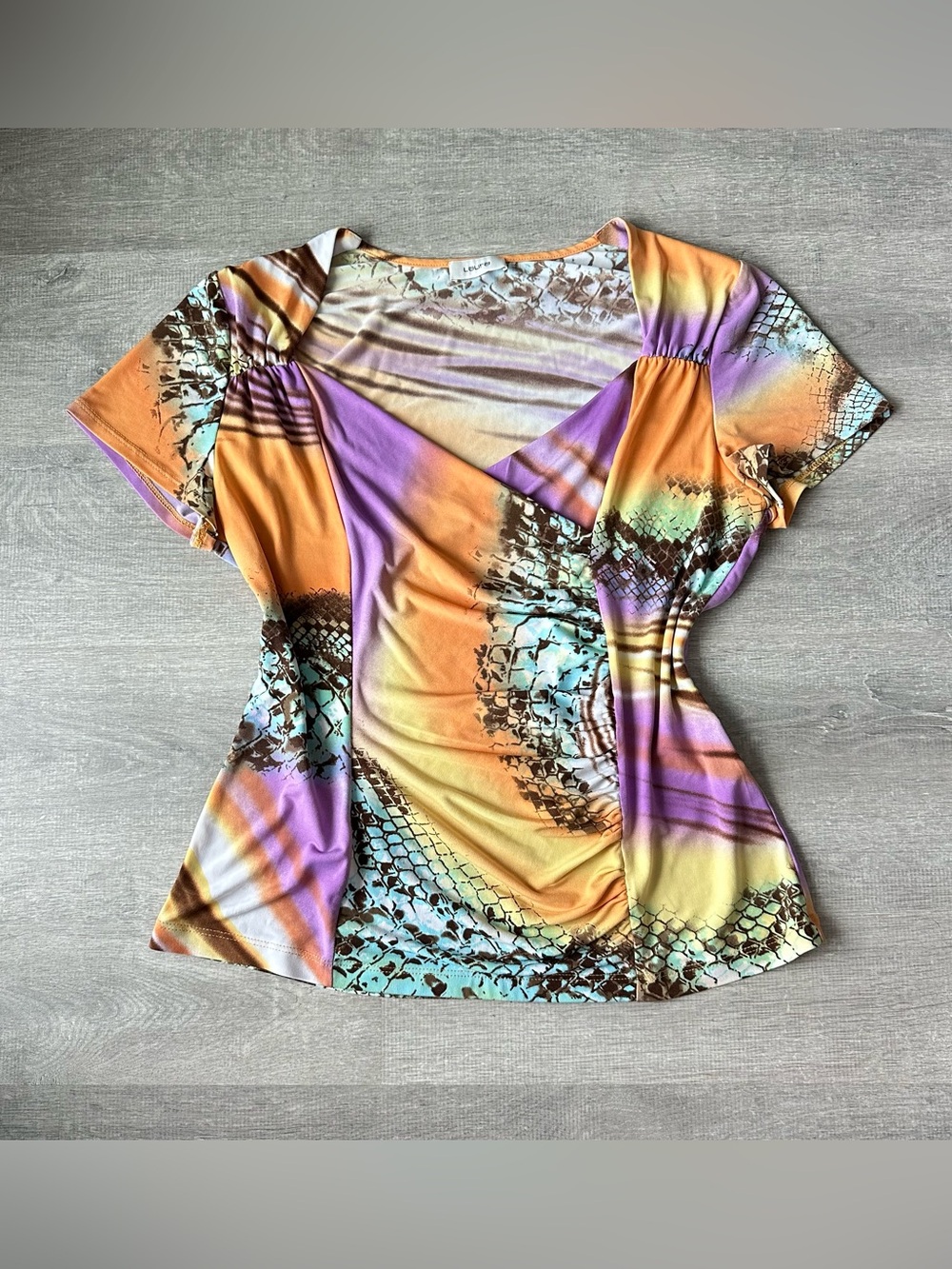 Laura Y2K Abstract Snakeskin Ruched Top